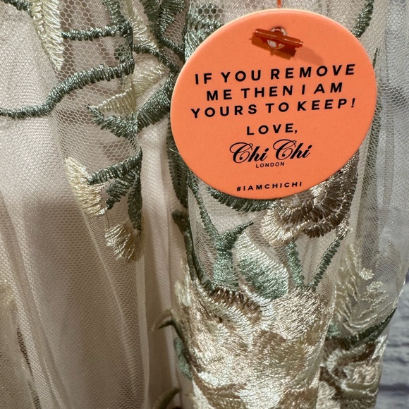 Chi Chi London Floral Embroidered Mesh Overlay Midi Dress in Nude size 10 NWT - Picture 7 of 9
